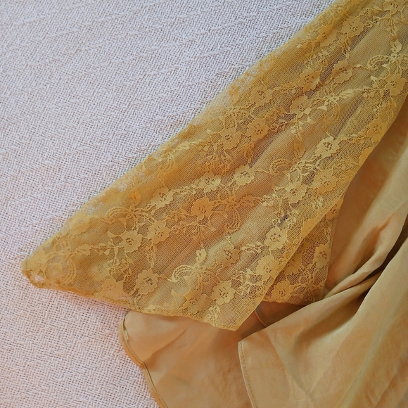 free people ♡ make you mine 1/2 half slip lace satin skirt bitter oil yellow - Picture 5 of 13